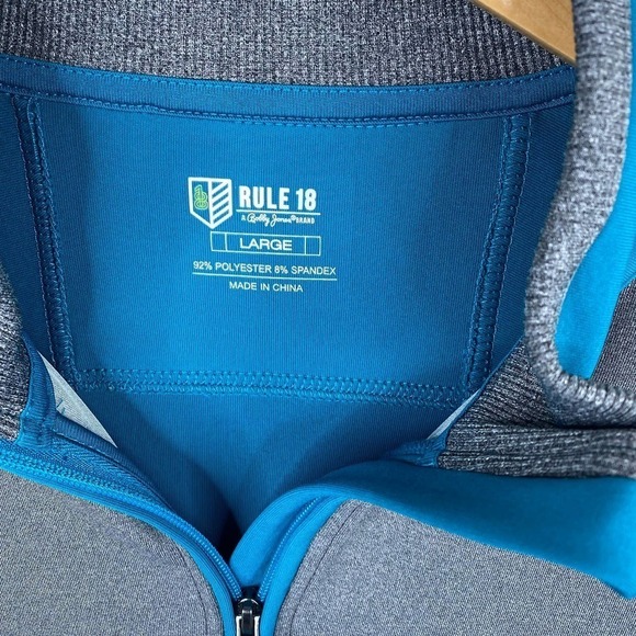 Men's Rule 18 Bobby Jones Golf Blue & Gray 1/4 Zip Pullover with Pockets-Large - Picture 3 of 7